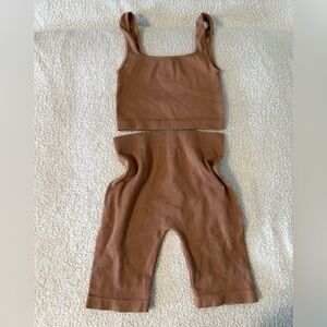 Zara Sleeveless Ribbed Tan Jumpsuit